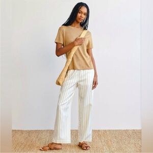 Jenni Kayne Cropped White Striped Pants